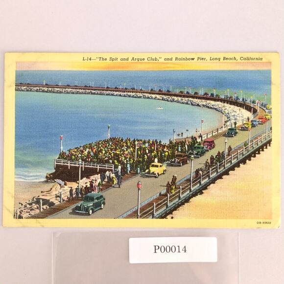 Vintage 1942 Linen Postcard Spit & Argue Club Rainbow Pier Long Beach California - Picture 1 of 2